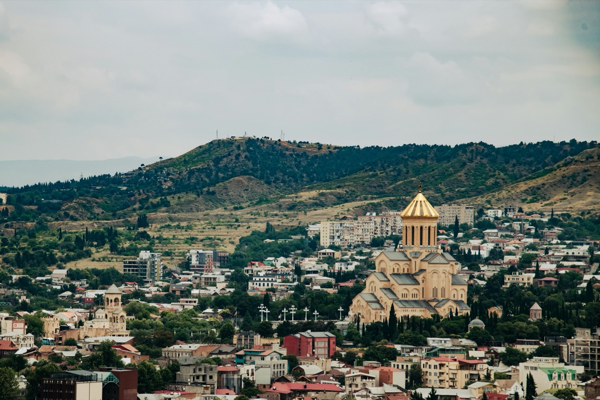 Tbilisi Georgia historic medical university and city skyline